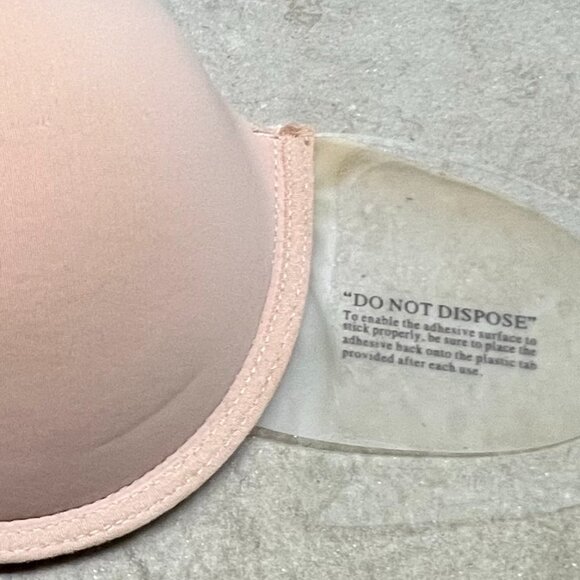 Strapless, Backless Bra w/Soft Foam Cups & Adhesive Side Wings, Beige, Size B - Picture 3 of 4